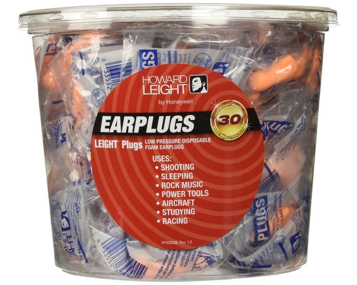 Howard Leight Low Pressure Single-Use Foam Earplugs - 100 Pairs - NRR 30dB - R-LPF-1-TO