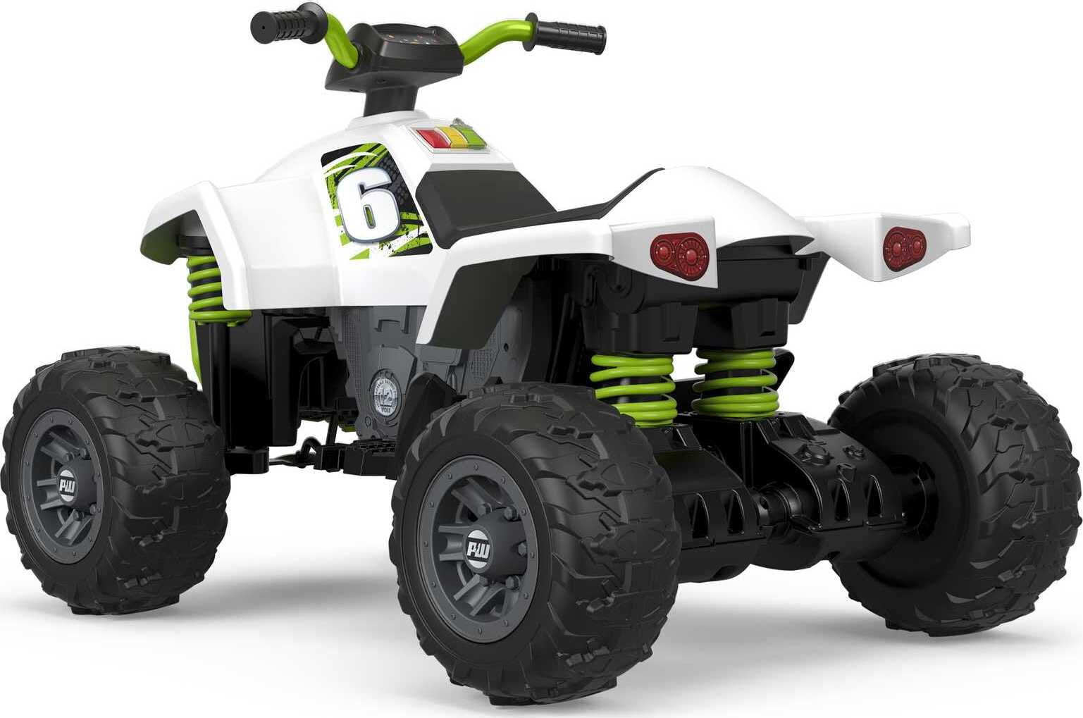 Power Wheels Racing ATV Battery Powered Ride-On Vehicle with Multi-Terrain Traction, Silver