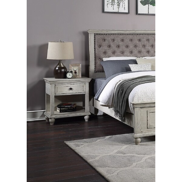 1 Drawer Nightstand with Bottom Shelf In Antique White - - 34744921