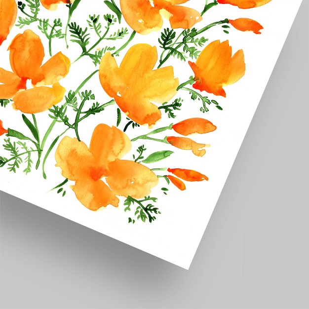 Americanflat Botanical Farmhouse Watercolor California Poppies By Blursbyai Poster