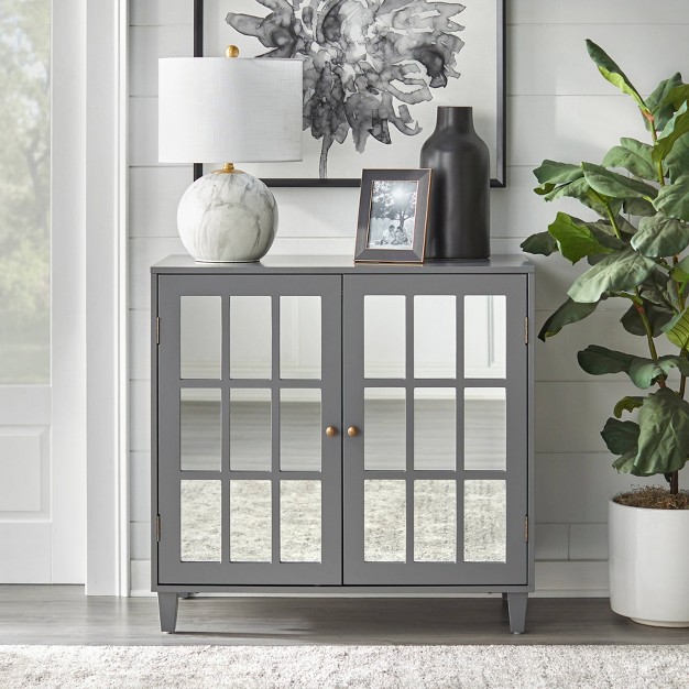 Matteo Mirrored Door Cabinet Charcoal Gray Lifestorey