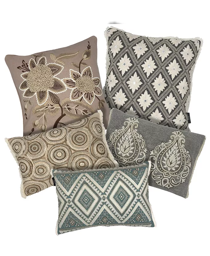 Mod Lifestyles Twin Paisley Medallion Decorative Pillow， 20'' x 14