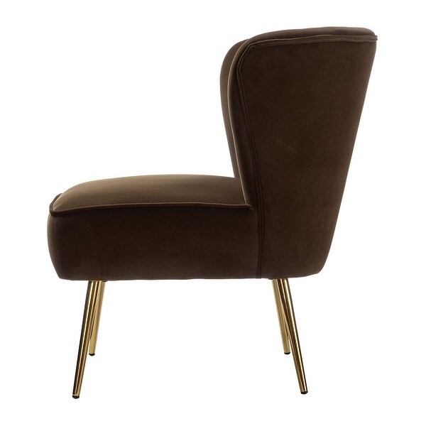 Monica Living Room Armless Accent Comfy Chair with Tufted Back and Metal Legs by HULALA HOME