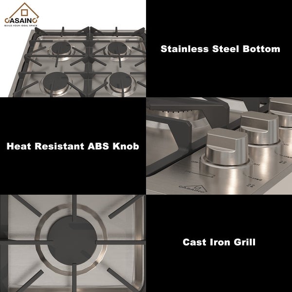 30-in 4 Burners Stainless Steel Gas Cooktop