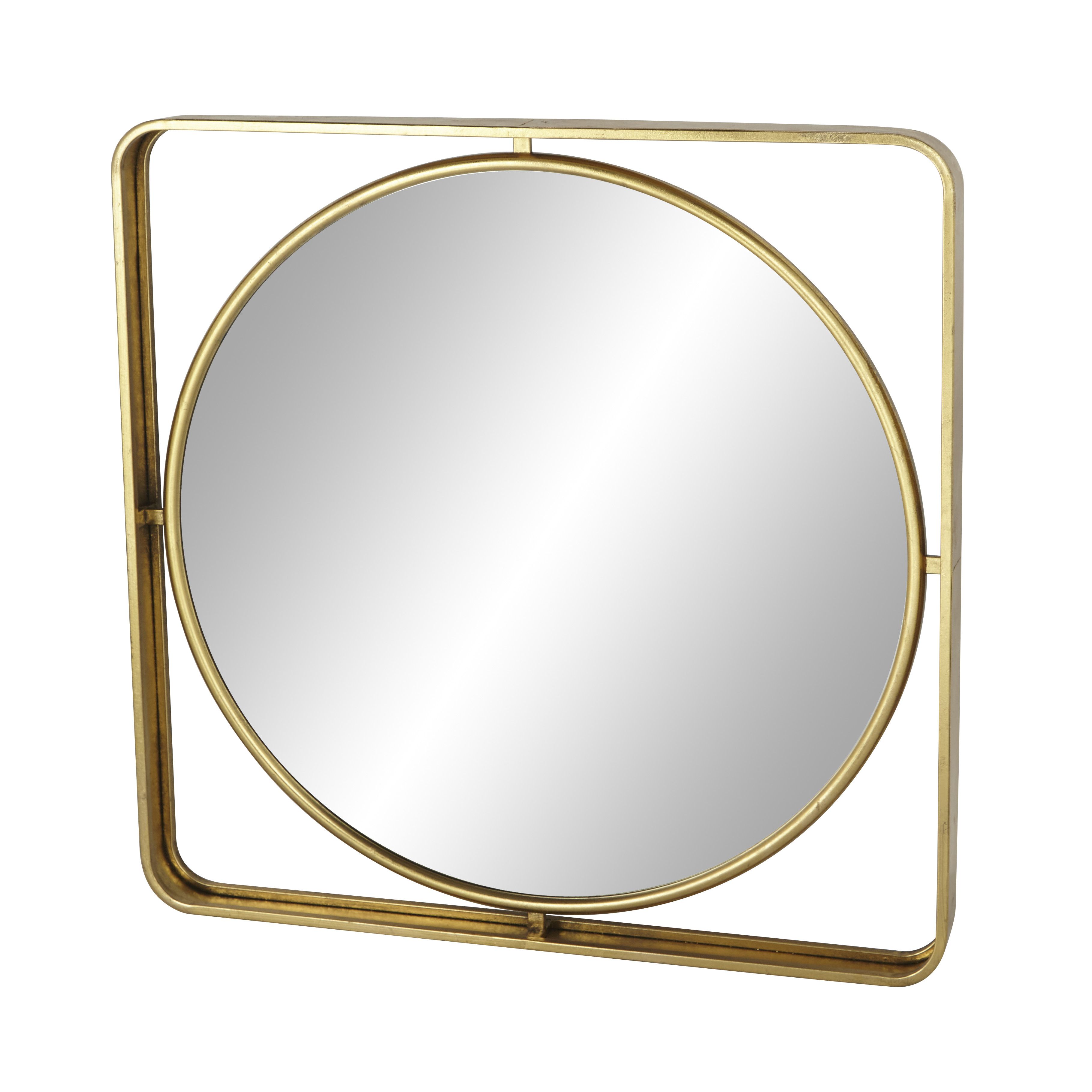 Gold Contemporary Metal Wall Mirror 34 x 34