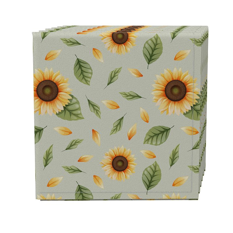 Napkin Set of 4， 100% Cotton， 20x20， Sunflower Tops