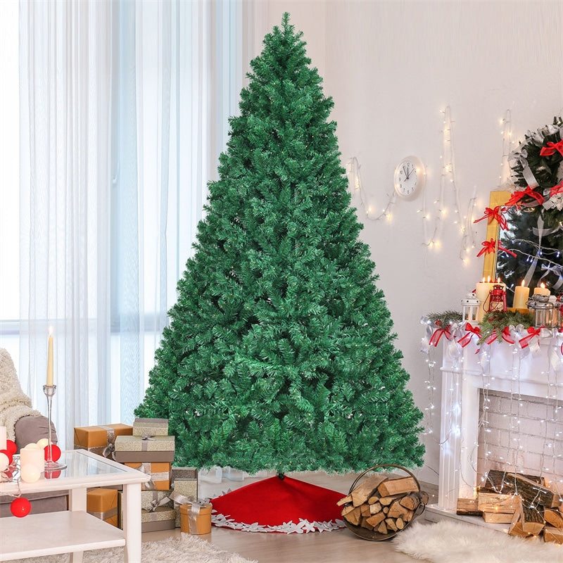 8 FT Green Pre-Lit Artificial Christmas Tree with 430 Warm White LED Lights & 1438 Hinged Branch Tips