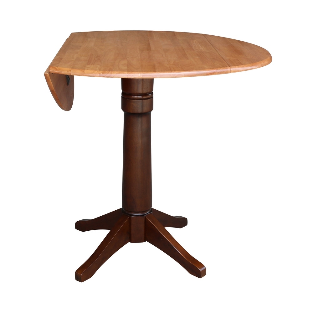 42 in. Round Top Dual Drop Leaf Pedestal Dining Table