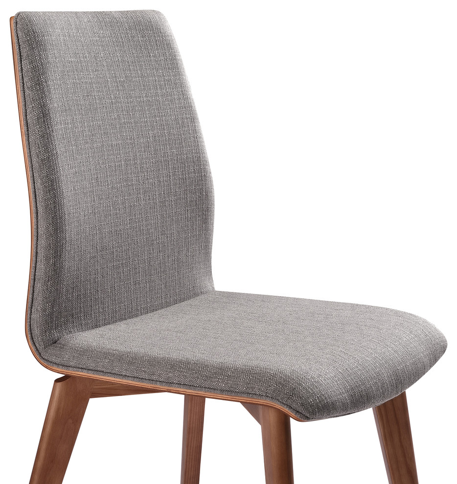 Lyon Mid Century Dining Chair  Walnut Finish and Gray Fabric  Set of 2   Midcentury   Dining Chairs   by Armen Living  Houzz