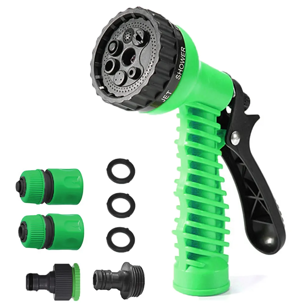 Hot Sale 7 Patterns Water Spray Gun Garden Using Portable Plastic Water Nozzle Garden Hose Spray Water Gun SetFactory supply of