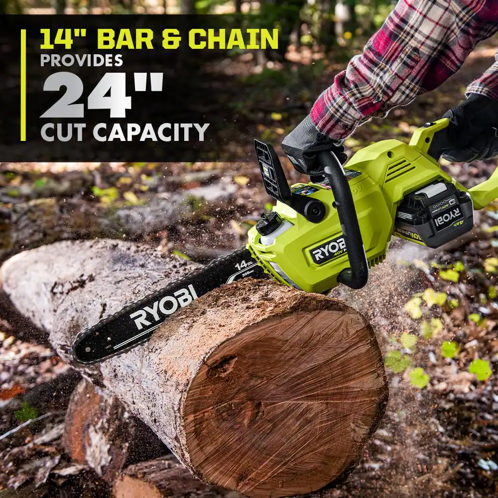 RYOBI RY405010BTL 40V HP Brushless 14 in. Cordless Battery Chainsaw (Tool Only)