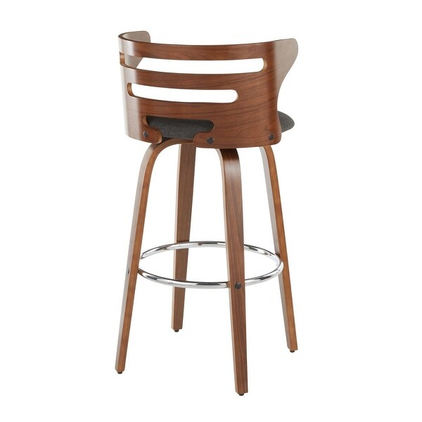 Lumisource Cosini Barstool with Swivel Walnut and Charcoal - Set of 2 - 18