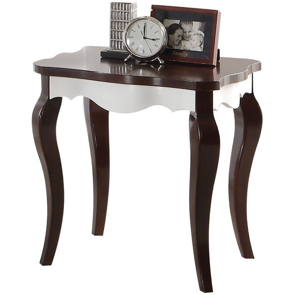 Traditional Style Mathias End Table in Walnut and White