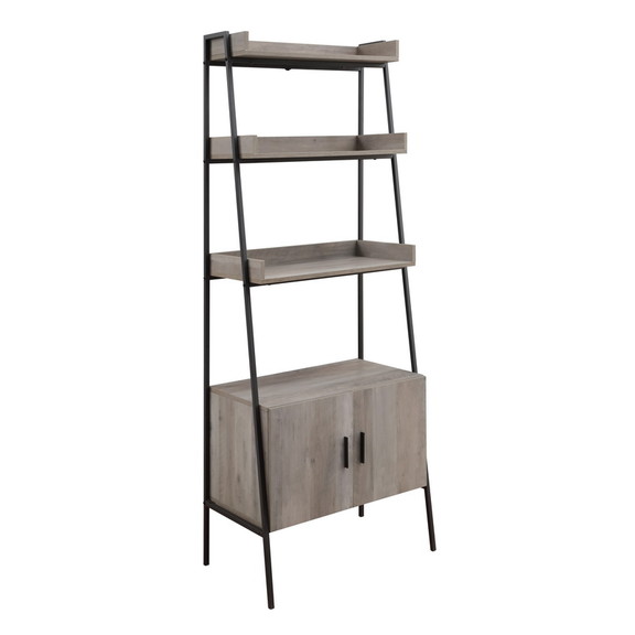 Acme Zakwani Bookshelf  Rustic Oak   Black Finish