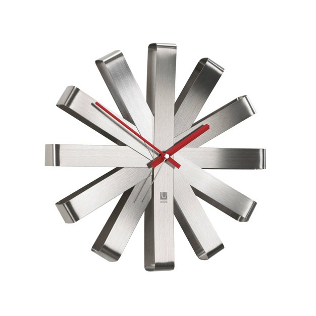 Ribbon Wood Wall Clock Steel Umbra