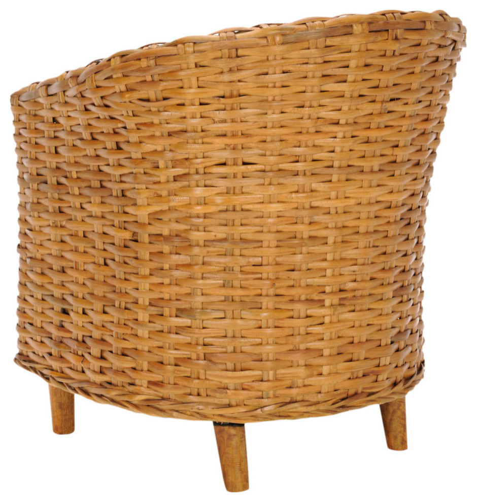 Naomi Rattan Barrel Chair Honey/White   Tropical   Armchairs And Accent Chairs   by V.S.D Furniture  Houzz