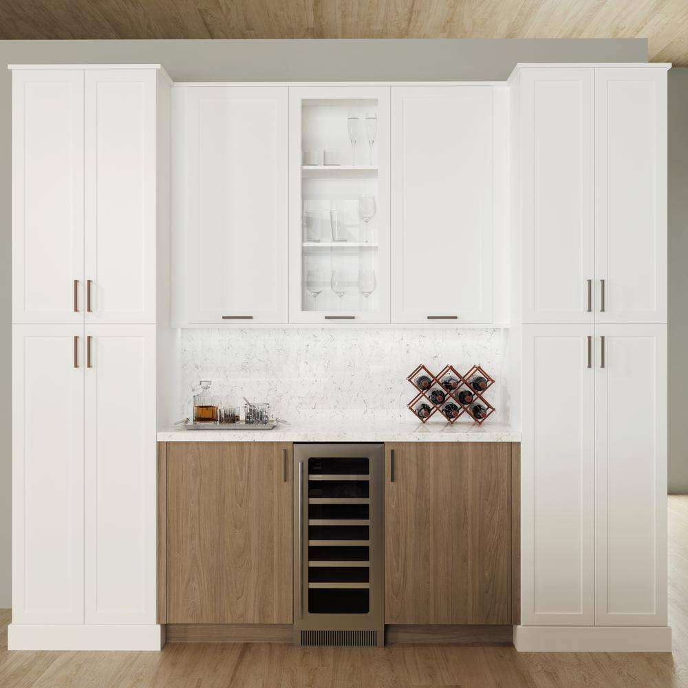 Hampton Bay Designer Series Melvern Assembled 36x24x24 in. Deep Wall Bridge Kitchen Cabinet in White W362424-MLWH