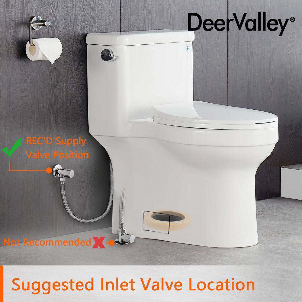 DEERVALLEY DeerValley Apex 12 in. Rough in Size 1-Piece 1.28 GPF Single Flush Elongated Toilet in White Seat Included DV-1F52828