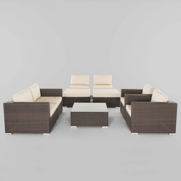 Santa Rosa 9pc All weather Wicker Patio Chat Set Christopher Knight Home