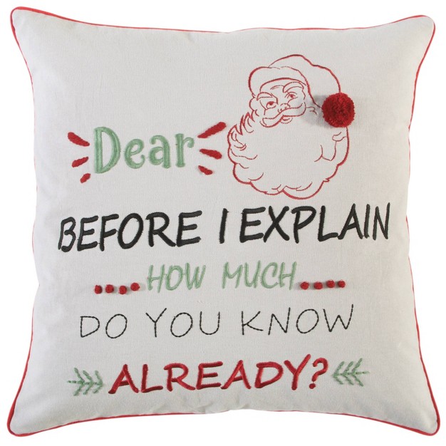 Oversize x27 dear Santa x27 Square Throw Pillow Cover Rizzy Home