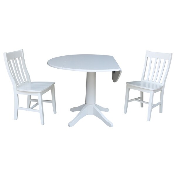 42 In Round Top Drop Leaf Table with 2 Chairs