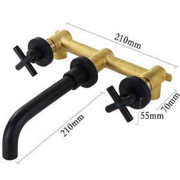 Hlihome 2 Cross Handle Wall-Mount Bathroom Faucet in Matte Black RBDK-9078-MB