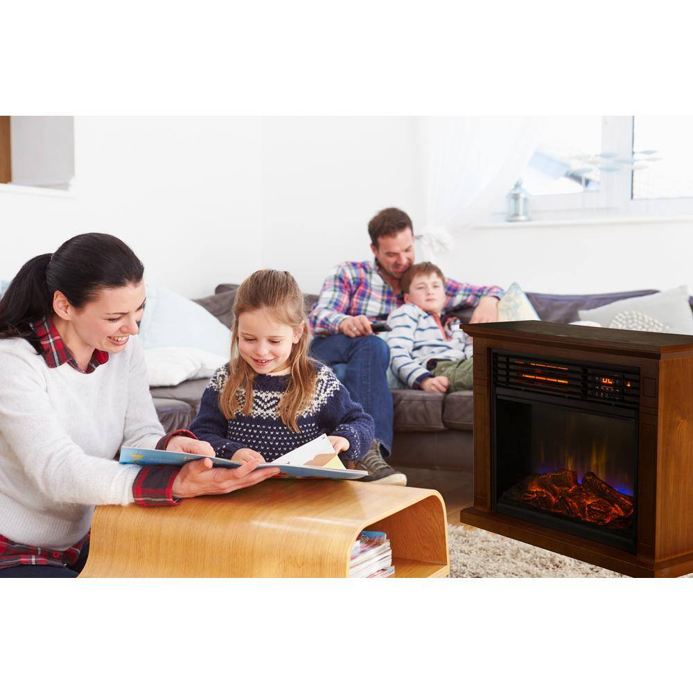 Comfort Glow 4600 BTU Vintage Oak Finish Electric Fireplace with Quartz Infrared Heating Technology QF4570R