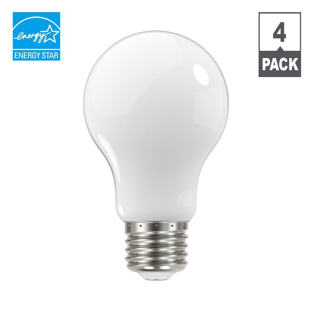 EcoSmart 60-Watt Equivalent A19 Dimmable Frosted Glass Filament LED Light Bulb Bright White (4-Pack) 11FFA1960WESD02