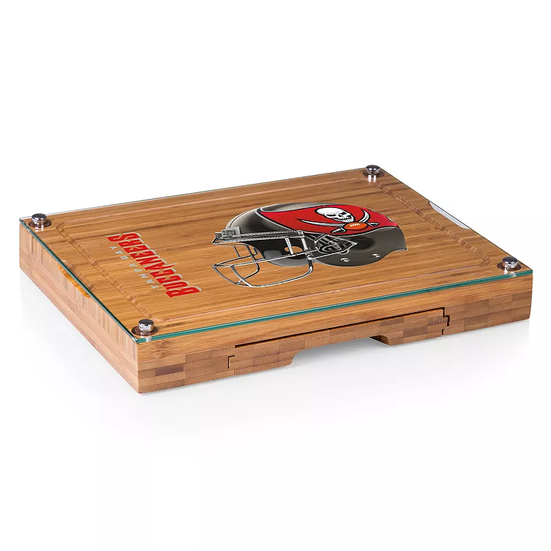 Picnic Time Tampa Bay Buccaneers Concerto Bamboo Cutting Board and Cheese Tools Set