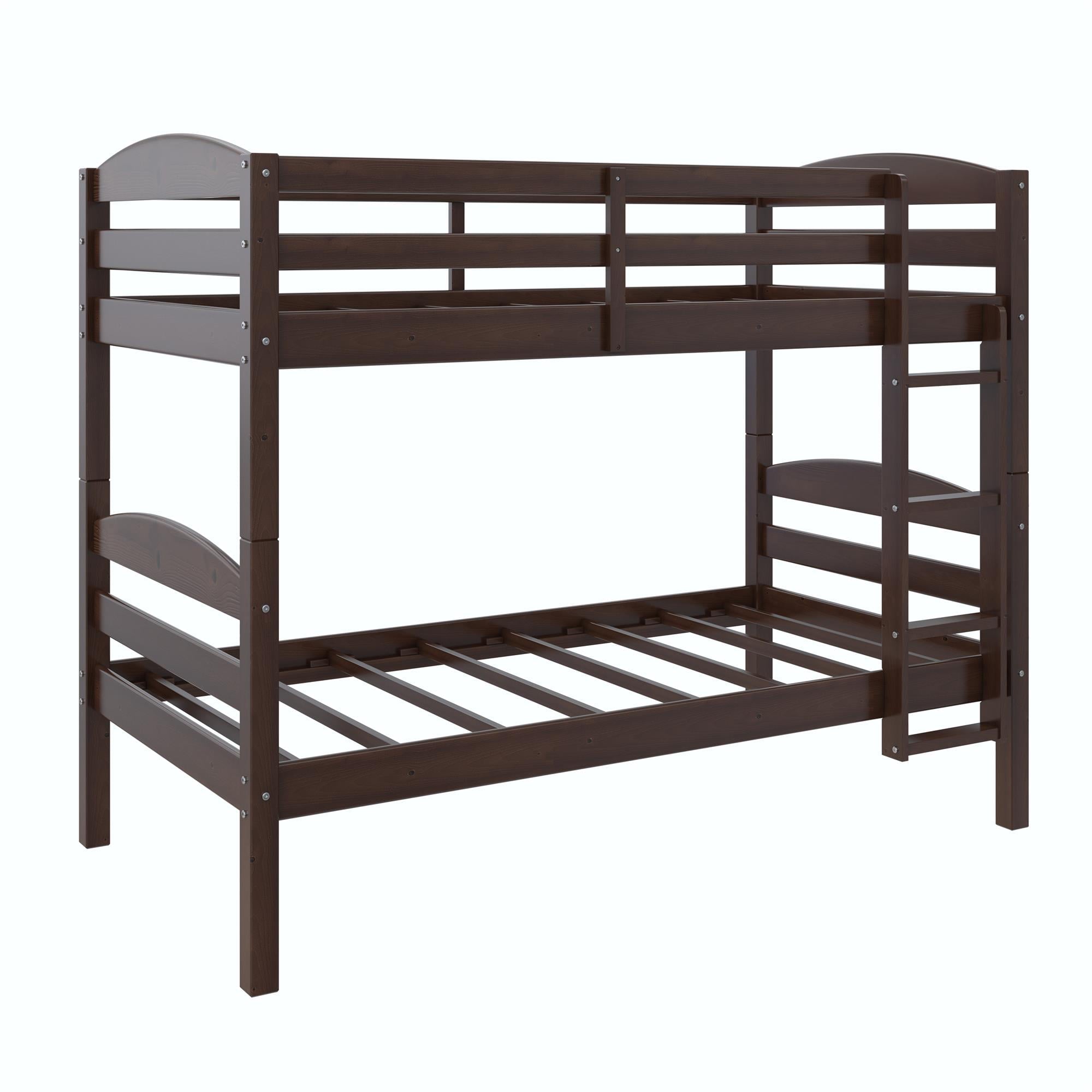 Better Homes & Gardens Leighton Solid Wood Twin-over-Twin Convertible Bunk Bed, Mocha