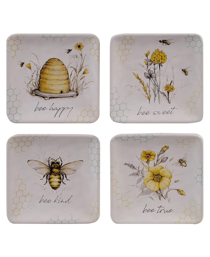 Certified International Bee Sweet 4-Pc. Canape Plates asst.