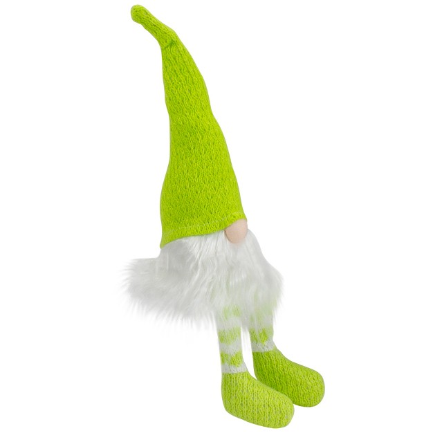 Lime Green And White Sitting Spring Gnome Figure