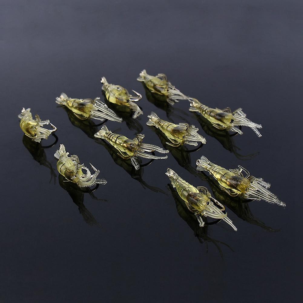 10pcs Shrimp Simulation Soft Prawn Lure Bait Hook Tackle Bass Fishing Lures