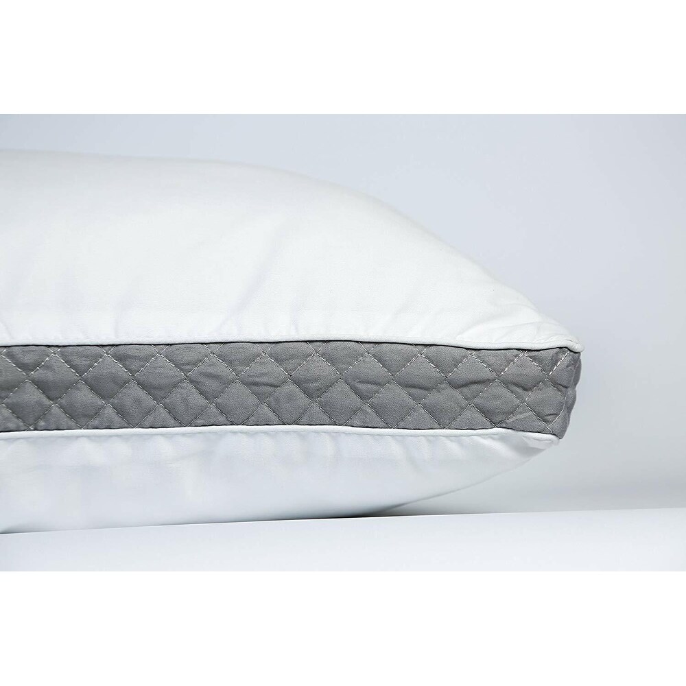 King Set of 2 Gusseted Bed Pillows for Neck Support Ideal