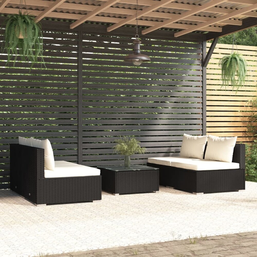 vidaXL Patio Lounge Set Outdoor Sectional Sofa Set Table Garden Poly Rattan