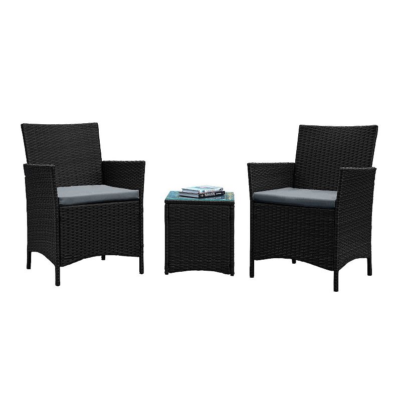 MANHATTAN COMFORT Imperia Rattan Patio Chair and End Table 3-piece Set