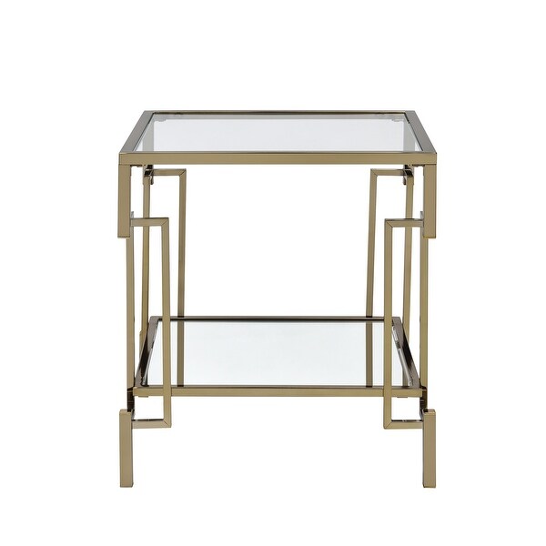 Furniture of America Yout Glam Champagne 20-in Glass Top End Table