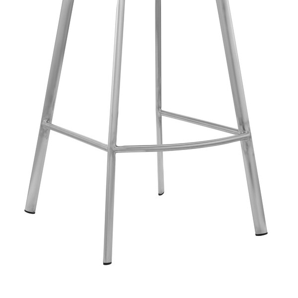 26 Inch Leatherette and Metal Swivel Counter Stool， Gray and Silver