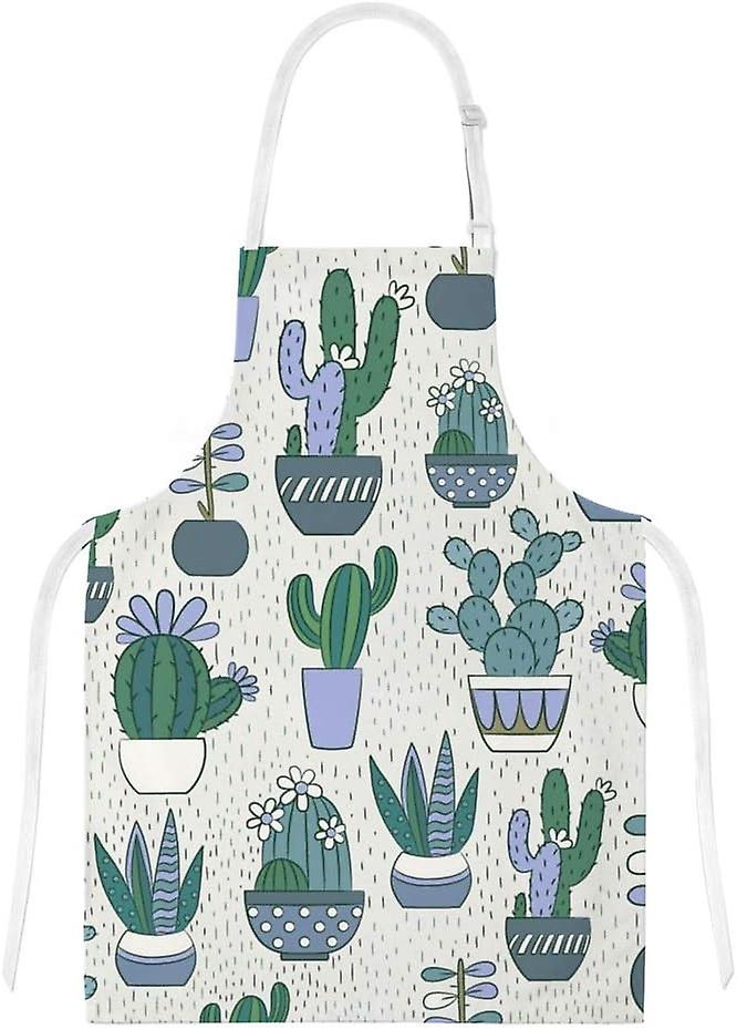 Insulation Kitchen Oven Mitts Potholder Apron 3pcs Set Cartoon Cactuses Pattern Non Slip Heat Resistant Gloves For Baking Cooking Bbq