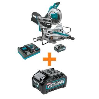 Makita 40V max XGT Brushless Cordless 10 in. Dual-Bevel Sliding Compound Miter Saw Kit(4.0Ah) wbonus 40V Max XGT 4.0Ah Battery GSL03M1-BL4040