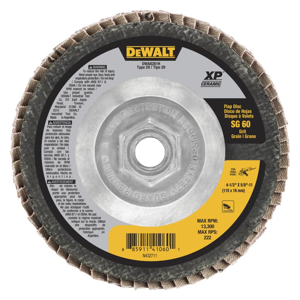 DEWALT 4-1/2 X 5/8-11 SG60 T29 CERAMIC FLAP DISC DWA8281H from DEWALT