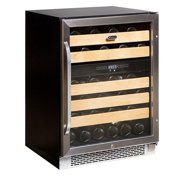 Whynter 46 Bottle Built in Stainless Steel Dual Zone Compressor Wine Refrigerator