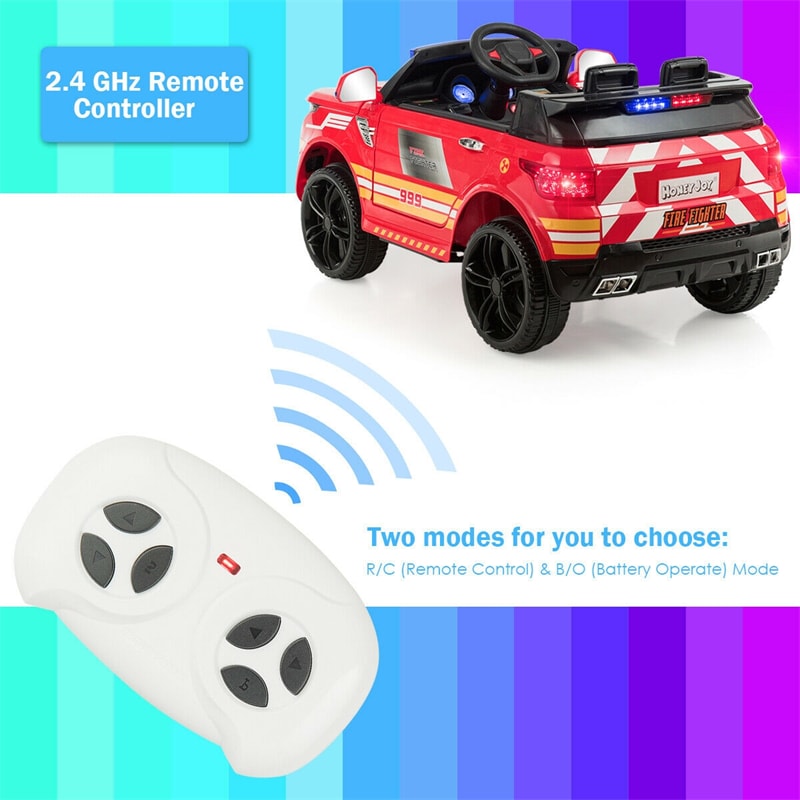 Kids Ride On Police Car 12V Battery Powered Electric Riding Toy Truck Car with LED Siren Flashing Light