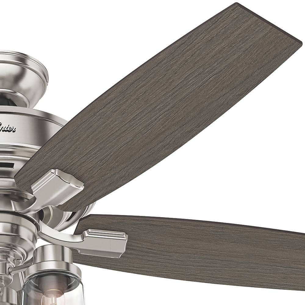 Hunter Bennett 52 in LED Indoor Brushed Nickel Ceiling Fan with 3Light Kit and Handheld Remote Control