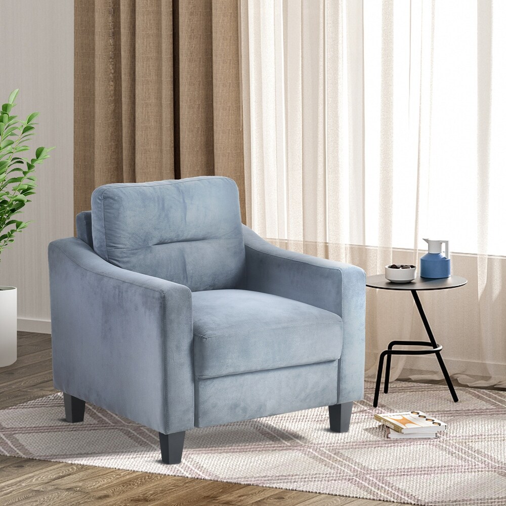 3 Seater/ Loveseat/ Single Sofa Chairs  Linen Fabric Upholstered Couch with Removable Cushions for Living Room  Blue Grey