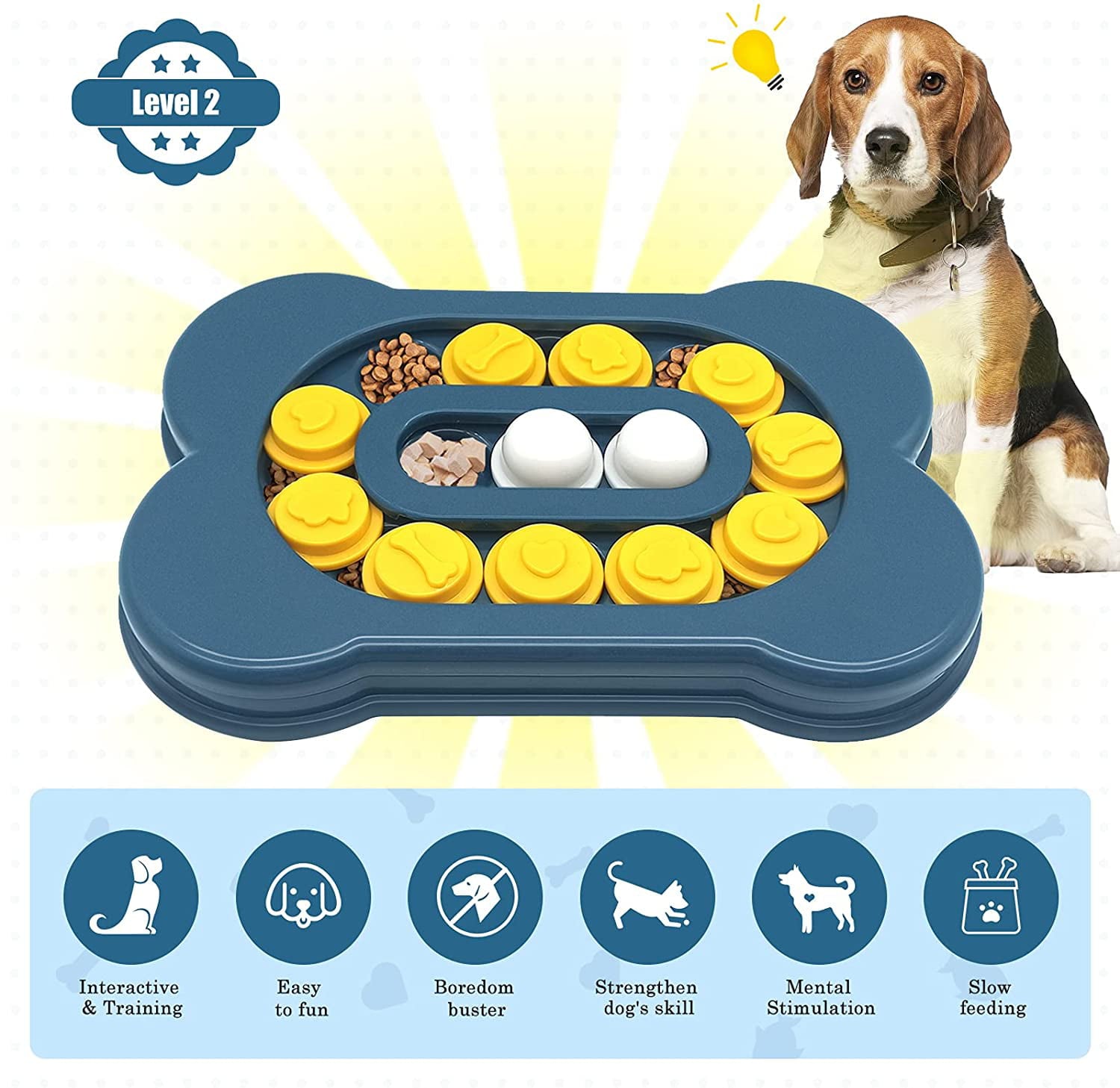 Gewiwss Dog Puzzle Toys[Difficulty-Level Adjustable] ， Interactive Dog Toys for IQ Training and Mental Enrichment， Bone Shape Dog Enrichment Toy Gifts