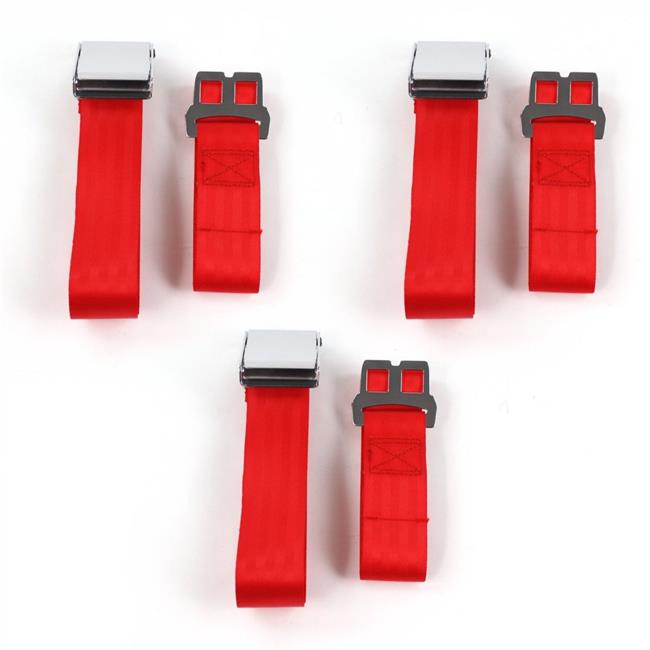 safeTboy 662084 Red Lap Bench Seat Belt Kit for 1961-1964 Chevy Impala Airplane 2 Point - 3 Belts