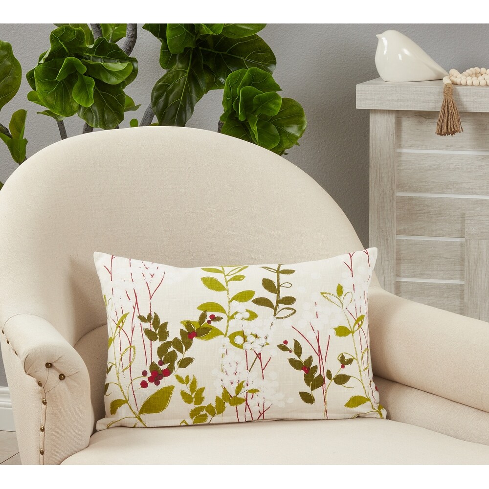 Botanical Pillow With Holiday Design