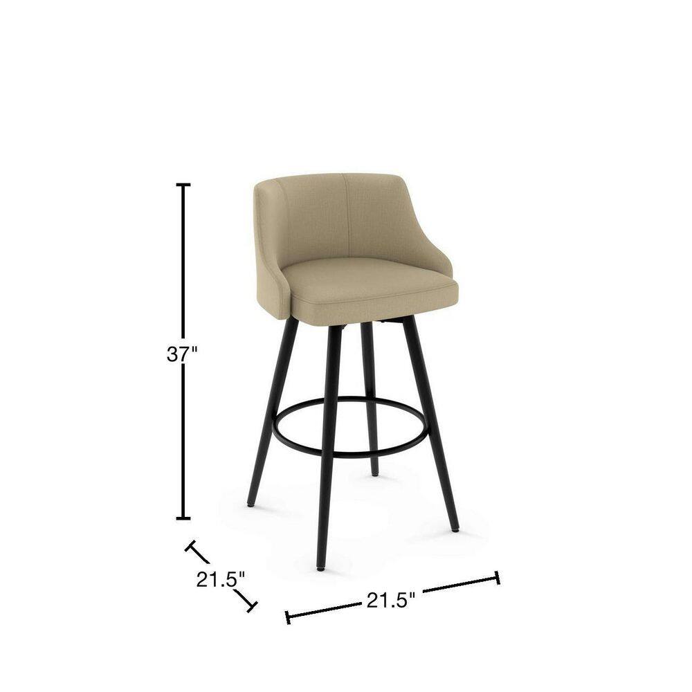 Amisco Duncan 26 in. Beige Fabric  Black Metal Swivel Counter Stool 41540-2625HO