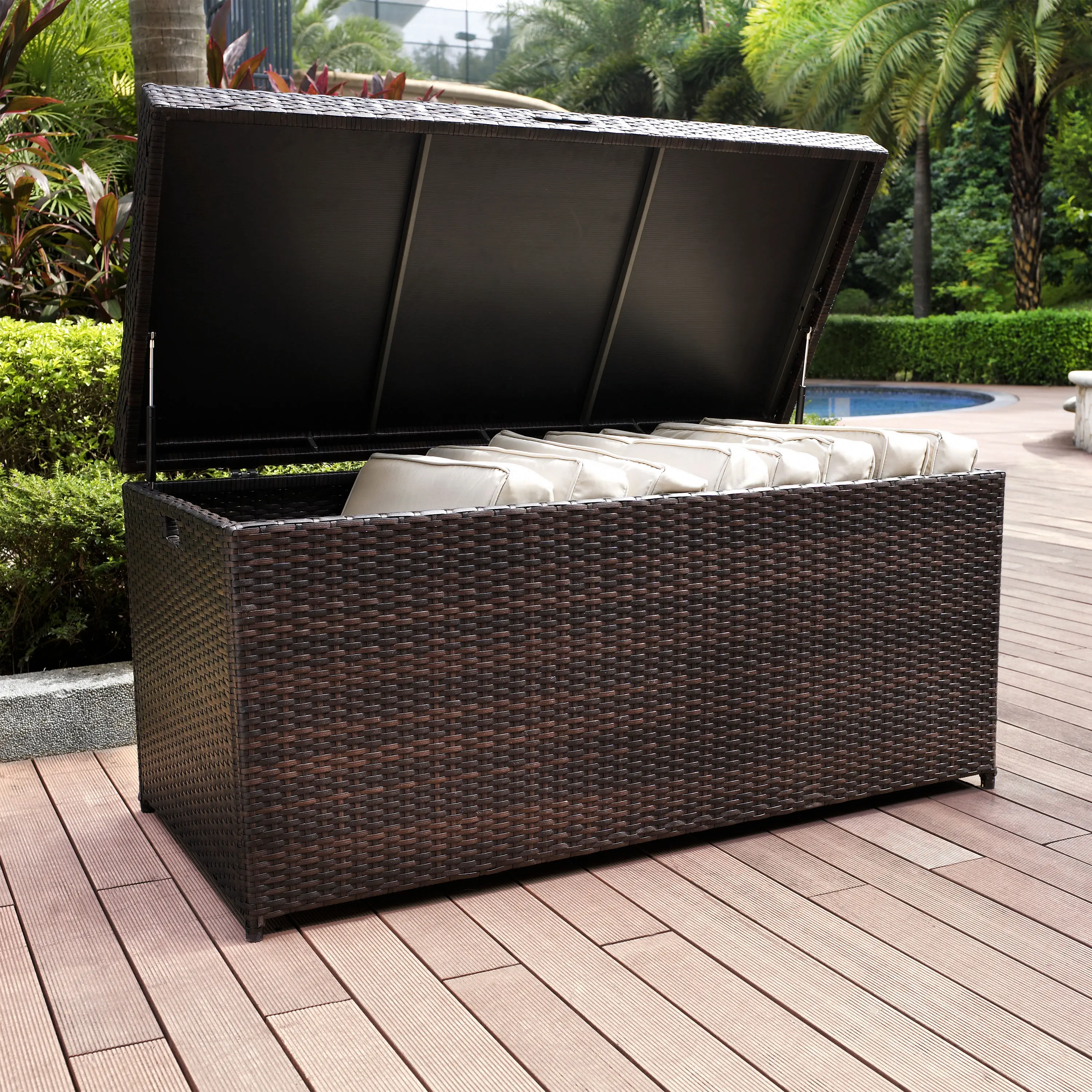 Palm Harbor Wicker Patio Storage Bin